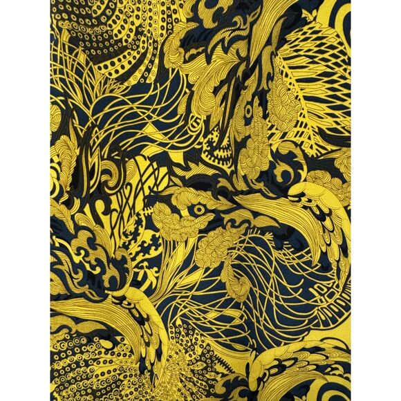 H & M Mustard Yellow/Peacock Blue 3/4 Sleeve Abstract Print Dress, Sz 8 - Picture 5 of 9